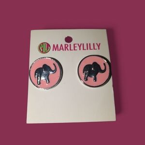 Marleylilly Pink and Silver Elephant Stud Pierced Earrings, NEW